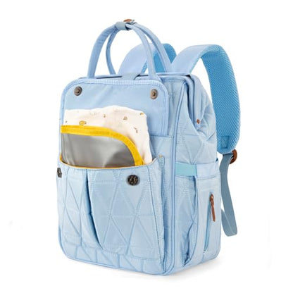 Montana West Wrangler Diaper Bag Backpack Baby Essentials Bag Quilted Travel Backpacks with Insulated Pockets, Portable Changing Pad, Stroller Straps, Pacifier Case - color: Blue