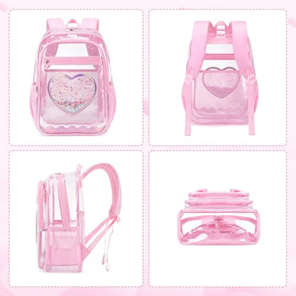 Clear Backpack, Heavy Duty Thick TPU Clear Bookbag, Transparent Bookbag Stadium Events, See Through Large Ergonomic Backpack for School Kids Girls Women Travel Security College Concert, Pink - color: Pink