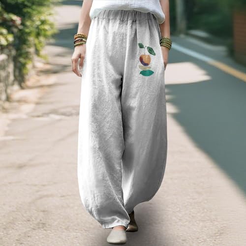 MARSVOVO Wide Leg Pants for Women Elastic High Waist Oversized Loose Casual Yoga Pants Lightweight Breathable Trousers - color: Leaf, size: XX-Large