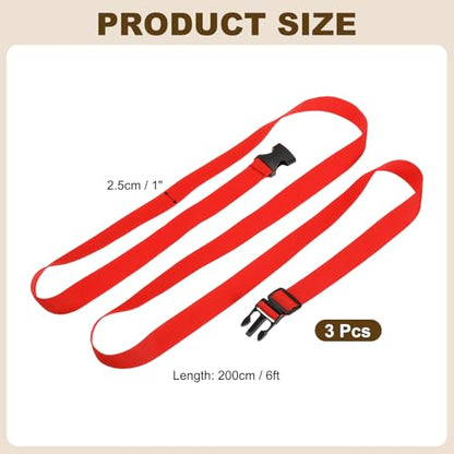PATIKIL Utility Straps with Quick Release Buckle, (1 Inch x 6 Feet, Red) (3 Pcs) Adjustable Luggage Polyester Straps Backpack Webbing, Suit for Sleeping Bag/Camping/Hiking - color: Red, size: 1 Inch x 6 Feet