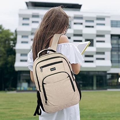Paude Backpack for Teens, Laptop, College, University, Business, Travel - 15.6 Inch, Beige - color: Beige, size: 15.6 inch