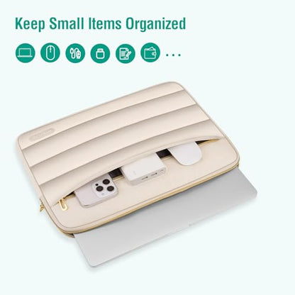 MOSISO Laptop Case 16 inch, 15-15.6 inch Puffy Laptop Sleeve Compatible with MacBook Pro 16 M5 M4 M3 M2 M1, HP Dell ASUS Acer Toshiba Lenovo, Polyester Horizontal Bag with Small Case, Sand - color: Sand, size: 16 inch