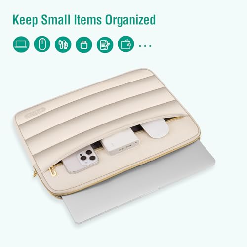 MOSISO Laptop Case 13.3 inch,13-13.3 inch Puffy Laptop Sleeve Compatible with MacBook Neo/Air 13.6 M5 M4 M3 M2 M1/Pro 13/14,HP Dell ASUS Lenovo,Polyester Horizontal Bag with Small Case, Sand - color: Sand, size: 13.3 inch