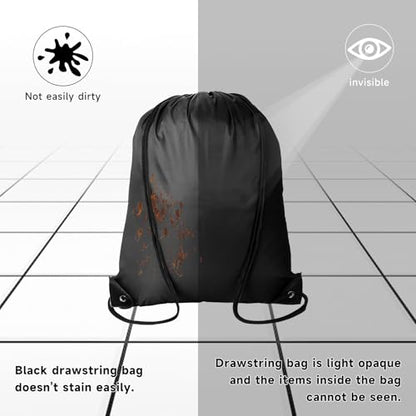 Kuhome 120Pcs Black Drawstring Backpacks Bulk String Bag Cinch Sack Pack Storage Knapsack Polyester Gift Bags Sports Drawstring Bags for Trip Party Gym Bags - color: Black