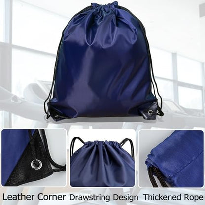 Drawstring Backpack 12PCS Bulk String Backpack Drawstring Bags Sport Gym Cinch Bag Nylon String Bag for Women Men (Blue 12PCS) - color: Blue 12pcs