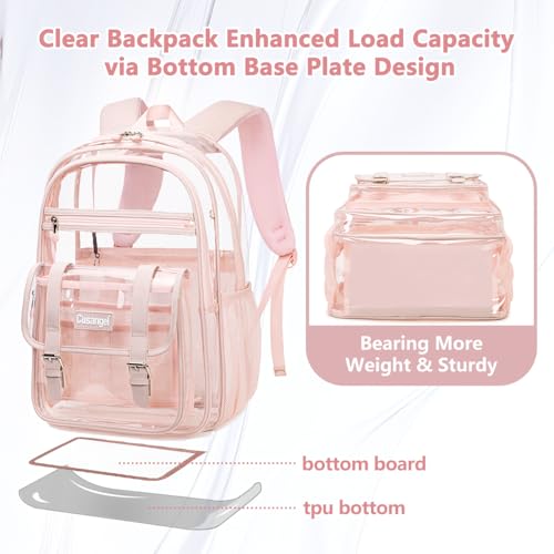 Cusangel TPU Pink Clear backpack for Girls women,18" See Through Heavy Duty Bookbag,warehouses, school and other security check locations (Pink) - color: Pink-18in