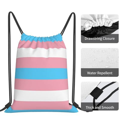 Transgender Pride Flag Drawstring Bag Sport Gym Backpack Beach Travel Sack Draw String Yoga Bag For Men Women - color: Transgender Pride Flag