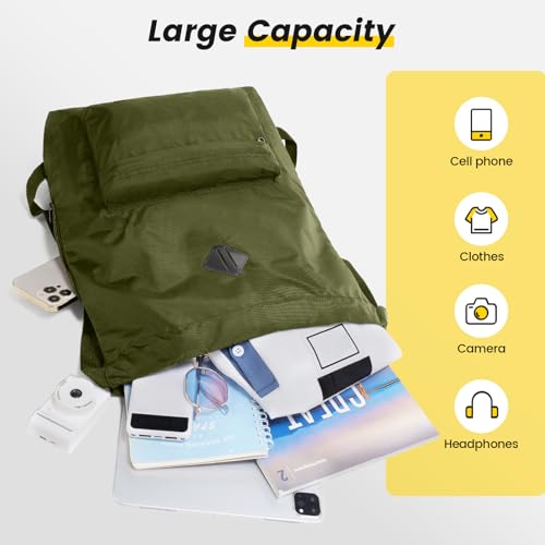 Vorspack Drawstring Backpack Water Resistant String Bag Sports Gym Sack with Side Pocket for Men Women - color: 02-green