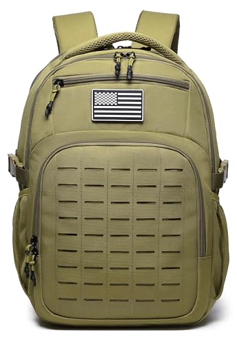 Wotony Military tactical backpack Laser-Cut MOLLE Webbing, backpack for men small tactical assault bag (Khaki, 18.5 inch) - color: Khaki, size: 18.5 inch