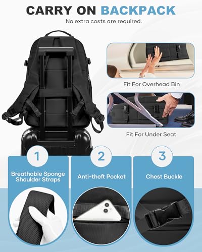 coofay Vacuum Backpack Travel with Pump Vacpack Backpack with Vacuum Seal Backpacks Traveling Backpacks Vacuum Compression Air Travel Bag Carry on Luggage - color: E-black