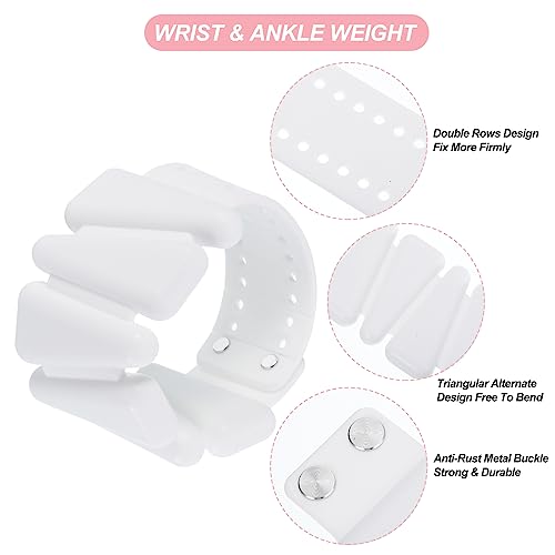 PATIKIL Adjustable Wrist Weights Set of 2, 2Lbs Total (1lb Each) Silicone Ankle Walking Weights for Women Men Bracelets for Training Yoga Jogging Aerobics - color: White