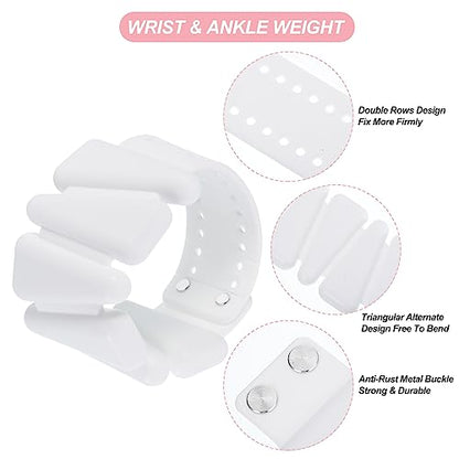 PATIKIL Adjustable Wrist Weights Set of 2, 2Lbs Total (1lb Each) Silicone Ankle Walking Weights for Women Men Bracelets for Training Yoga Jogging Aerobics - color: White