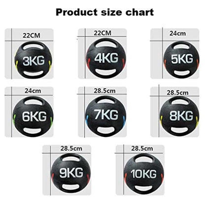 Professional 3KG-10KG Double Handle Grip Medicine Ball - for Weights Training MMA Boxing Exercise Fitness (J 10KG) - size: 10KG