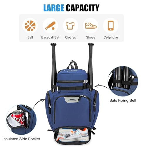 WOLT Basketball Backpack, Basketball Bag for Men with Shoes Compartment, Sports Backpack for Baseball, Soccer, Football - color: DarkBlue