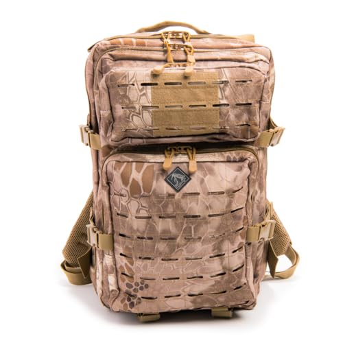 Large Laser-cut MOLLE Backpack with Pistol Retention System, Desert Python, Modular and Lightweight Design for EDC, Range, or Tactical Use - color: Desrt Python