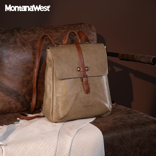 Montana West Backpack Purse for Women Casual Daypack Convertible Crossbody Backpack for Travel Work - color: *Khaki