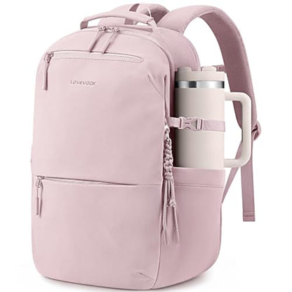 LOVEVOOK Laptop Backpack Women with Tumbler Holder, Work Travel Backpack - color: Pink, size: 17 Inch