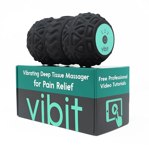 Vibit - Vibrating Massager for Plantar Fasciitis, Pain Relief and Sciatica, Foot and Body Portable Massage Roller, Deep Tissue Pain Relief from Feet to Neck, Electric, 3 Vibration Levels (Black) - color: Black