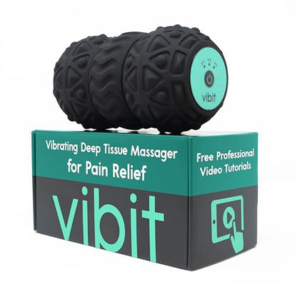 Vibit - Vibrating Massager for Plantar Fasciitis, Pain Relief and Sciatica, Foot and Body Portable Massage Roller, Deep Tissue Pain Relief from Feet to Neck, Electric, 3 Vibration Levels (Black) - color: Black