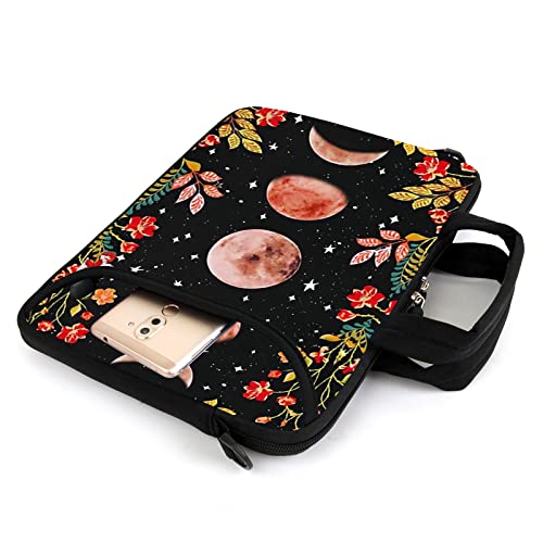 AMARY 15.4" 15.6" laptop sleeve adjustable shoulder strap with handle accessory pocket for men women (Flowers Moon) - color: Flowers Moon