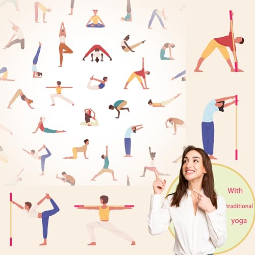 5ft Yoga Stick from Natural Bamboo with Non-Slip Handle-Stretching Stick for Mobility, Flexibility,Exercise,Workout, Physical Therapy,Pilates,Balance Fitness-Access Online Video Guide Without Any Info - color: Pink Ends5ft