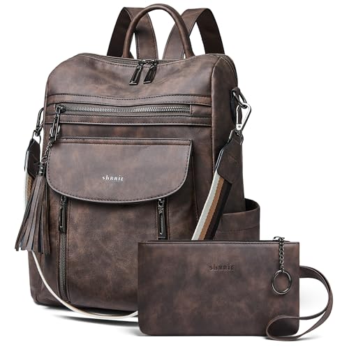 Shrrie Backpack Purse for Women Fashion Leather Backpack Purse Designer Travel Backpack Convertible Shoulder Bag with Wristlet - color: 2-7 Nubuck Coffee