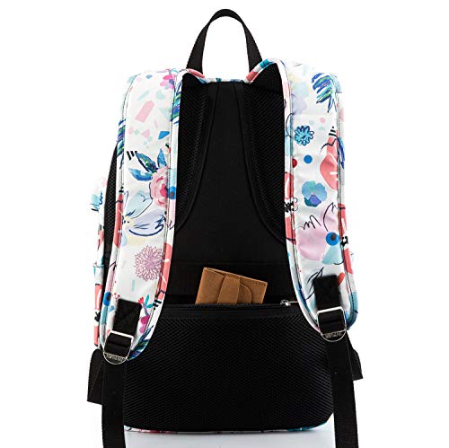 Kinmac Water Resistant Laptop Travel Outdoor Backpack with USB Charging Port for 13 inch 14 inch and 15.6 inch Laptop (Flowers) - color: Flowers