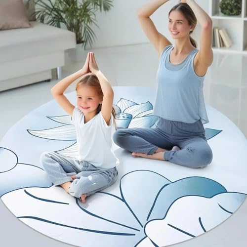 Round Meditation Yoga Mat - Large Lotus Non Slip Natural Rubber Mat for Home, Outdoor Exercise, Meditation, Stretching and Yoga (4Ft) - size: 47.2''