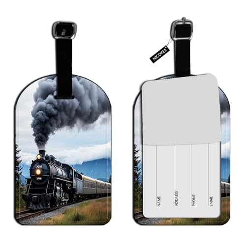 Cool Steam Train Luggage Tag Travel Bag Tag Suitcase Carry-On Cards Leather Luggage Tag Travel Accessories Label - 1 pack - color: Xlp-au-0114