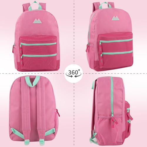 Summit Ridge Colorful Big Backpack for School Kids, Multi Pocket Backpack for Elementary, Middle School Girls, Boys with Padded Straps (Bubblegum/Pink) - color: Bubblegum/Pink