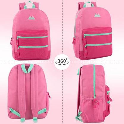 Summit Ridge Colorful Big Backpack for School Kids, Multi Pocket Backpack for Elementary, Middle School Girls, Boys with Padded Straps (Bubblegum/Pink) - color: Bubblegum/Pink