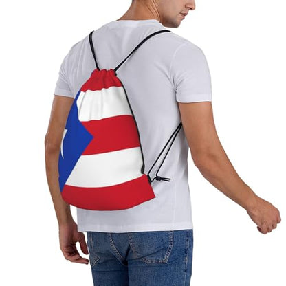 Puerto Rico Flag Drawstring Bag Sport Gym Backpack Beach Travel Sack Draw String Yoga Bag For Men Women - color: Puerto Rico Flag2