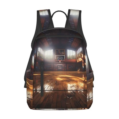 Basketball court Travel Backpack for Men & Women 14 inch Laptop Backpack Waterproof Work Back Pack - color: Basketball Court