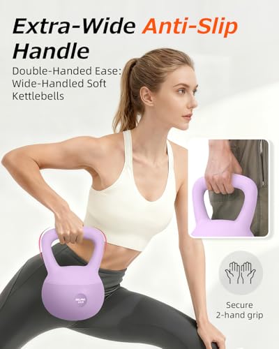 Soft Kettlebell, Safe Strength Training Kettle bell, Cushioned Impact-Resistant Base and Anti-Slip Grip Weight, Kettlebells Set for Home Workouts and Men/Women/Beginners,With Non-slip Gloves - color: Purple
