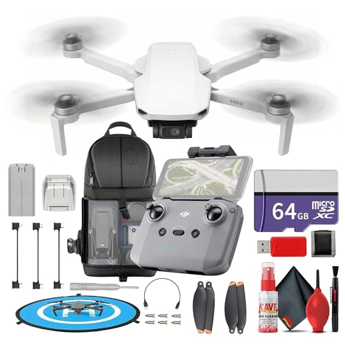 DJI Mini 4K Lightweight UHD Drone, Under 249g | 12MP Camera, 3-Axis Gimbal, 10 km Video Transmission, 31-Min Flight Time | For Beginners & Travel Photography + 64GB Card + BackPack + Landing Pad +More - style: Mini 4K Bundle