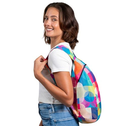 Nanobag Daypack - Ultralight 16L Foldable Travel & Hiking Backpack, Reusable, Packable, Collapsible Bag for Men & Women - color: Color Blocks