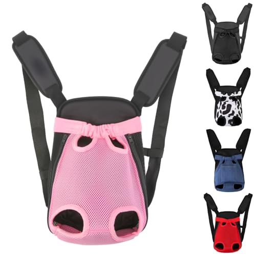 Inspack Dog Backpack Carrier/Cat Carrier, Adjustable Pet Front Carriers Travel Bag for Puppy Medium Dogs, Legs Out, Soft Ventilated Doggie Chest Carry Backpacks for Hiking/Camping, 2.5-4 lbs, Pink - color: Pink, size: S