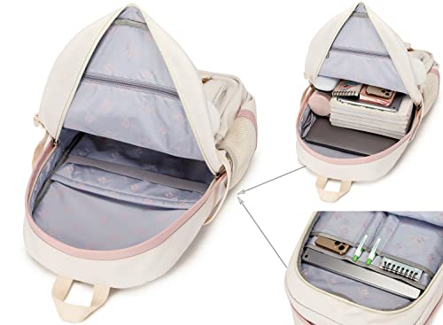 Classic Diamond School Backpack for Girls Laptop Backpack Cute Bookbag Kawaii College Backpack School Backpacks for Teens Girls Student (White) - color: White