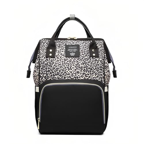 Leopard Print Diaper Bag Backpack Multi-Function Diaper Bag for Baby Care Waterproof Travel Baby Bag for Mom Brown - color: A-cheetah Coffee