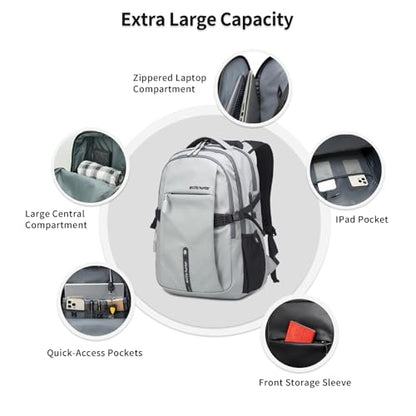 ARCTIC HUNTER AH Travel Carry On 15.6" Laptop Backpack for Men, Large 30L Anti-Theft & Waterproof Backpacks Flight Approved for Business, Commuting, Work, Weekend Casual Daypack, Grey, Silver - color: Sliver