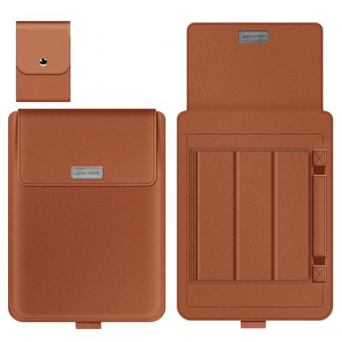 Laptop Sleeve 16-17" Case with Stand Compatible with Microsoft Surface Laptop 5/4/3/2 13.5", MacBook Air/Pro 13.3", PU Leather Sleeve for 15-16" Computers - Brown - color: Brown, size: 16-17 Inch