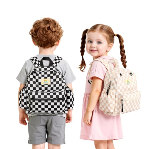 STEAMEDBUN Toddler Backpack Boys Girls 2-4, Preschool Daycare Backpack -12inch - color: Brown Checkerboard, size: Mini-12"H(not fit folder)