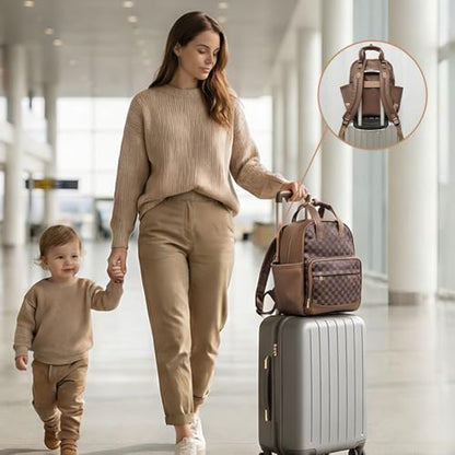 miss fong Small Diaper Bag - Baby Diaper Bag Backpack Checkered Diaper Bag with Changing Pad Baby Backpack for Travel Daycare Mommy Diaper Backpack Pañaleras Para Bebe for Mom & Dad -Coffee - color: Coffee