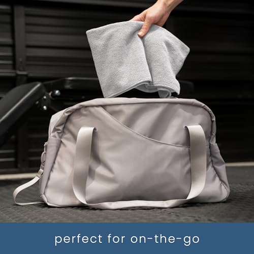 S&T INC. Microfiber Gym Towels, Yoga Towel for Home and Gym Bag, 16 Inch x 27 Inch, 3 Pack - color: Light Grey