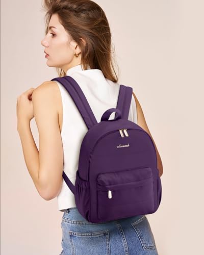 LOVEVOOK Small Backpack Purse for Women, Mini Puffer Lightweight Backpack, Casual Daily Daypack Purse for Women, back pack with Anti-theft Pocket for Travel - color: Purple