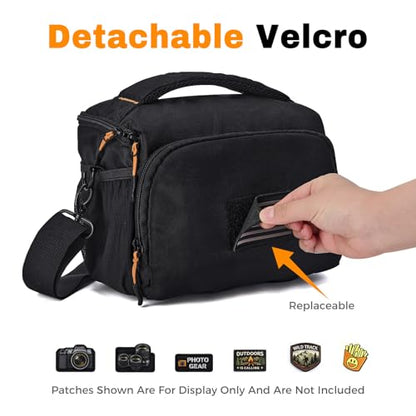 ALLCAMP Camera Sling Bag for DSLR & Mirrorless | Customizable Patch Area, Waterproof Crossbody Pack, Tripod Holder for Outdoor Photography & Travel, Black