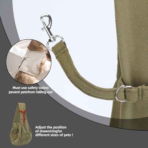 Dog Carrier Sling - Reversible Puppy Carrier Purse with Storage Pocket, Hand-Free Dog Sling Carrier for Carry Small Dogs and Cats, Travel Safety Harness, Dog and Cat Harness (Green) - color: Green