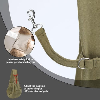 Dog Carrier Sling - Reversible Puppy Carrier Purse with Storage Pocket, Hand-Free Dog Sling Carrier for Carry Small Dogs and Cats, Travel Safety Harness, Dog and Cat Harness (Green) - color: Green