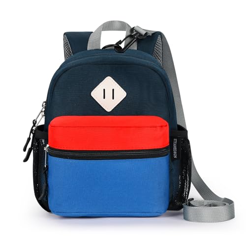 STEAMEDBUN Toddler Backpack Leash - Anti-Lost Harness Backpack for Boys Girls 1-3 - Blue - color: Dark-blue&red, size: Leash - 9.5"H