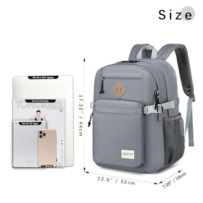 abshoo 32L Backpack for School College Bookbag Middle High School Backpacks Casual Daypack Travel Backpack (Grey) - color: Grey